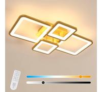 Comely Plafoniera LED Soffitto Moderna, 54W Lampada da Soffitto Dimmerabile, Funzione di Memoria, 4 Quadrato Oro Lampadario LED Soffitto per Soggiorno, Camera da Letto, Cucina