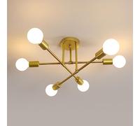 Comely Plafoniera Sputnik Moderno, 6 Luci E27 Lampadario Industriale in Metallo, Oro Lampada da Soffitto Retrò per Soggiorno Camera da Letto Cucina Ristorante