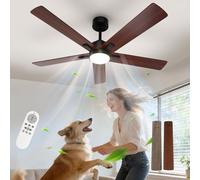 Comely Ventilatore da Soffitto con Luce, DC 132 cm, Ventilatore da Soffitto Camera, 3 Temperature Colore, 6 Velocità, Lampadario con Ventilatore, Estate/Inverno, per Soggiorno Camera Ingresso, Noce