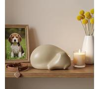 Comemori Urna Funeraria a forma di cane che dorme, Taupe Light (Beige, Sabbia)
