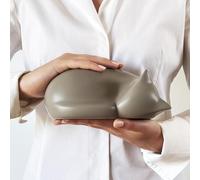 Comemori urna funeraria a forma di Gatto Dormiente, Light Taupe (Beige, Sabbia)