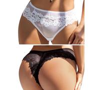 comeondear 2 Pezzi Perizoma Sexy Donna Pizzo Tanga Seducente a Vita Bassa Mutande Brasiliana Taglie Forti Mutandine Slip Elasticizzato G-String Hot Biancheria Intima Lingerie Bikini Nero+Bianco,XL