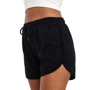 Comeor Pantaloncini da donna a vita alta sport e relax - cordino regolabile - tessuto morbido elasticizzato - vestibilità arrotondata confortevole, Blu marino, XL