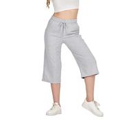 COMEOR Pantaloni da jogging da donna a 3/4 - Pantaloni corti da donna, Capri, grigio chiaro, L