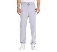 COMEOR Pantaloni da Jogging da Uomo con Tasche con Cerniera, in Cotone, Pantaloni Sportivi da Jogging, da Uomo, per Il Tempo Libero, Grigio Chiaro, 5XL