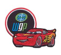 Comercial Mercera Cars 2 'Saetta Mcqueen Wgp' - Toppe Termoadesive Patch Toppa Ricamate, Misura: 8,2 x 6,3 cm