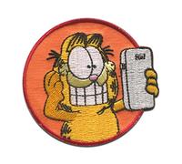 Comercial Mercera Garfield Telefono cellulare Gatto comico ricamato - Toppe Termoadesive Patch Toppa Ricamate, Misura: 6,5 x 6,1 cm