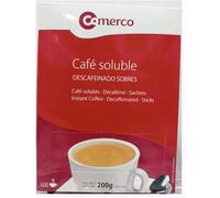 Comerco Caffè Solubile Decaffeinato, 100 Bustine da 2g, 200g Totale, Ideale per Uffici e Viaggi
