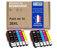 COMETE - 26XL - 10 Cartucce d'Inchiostro Compatibili per Epson 26 XL Orso Polare (T2621 T2631 T2632 T2633 T2634) - per Epson XP510 XP520 XP600 (4 nero e 6 colori)