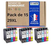 COMETE - 29XL - 15 Cartucce d'Inchiostri Compatibili con Epson 29 29XL T2995 - per Epson XP235 XP245 XP247 XP332 XP335 XP342 X345 XP432 XP435 XP442 X445 (6 Nero 3 Ciano 3 Magenta 3 Giallo)