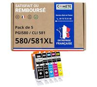 COMETE - 580XL 581XL - 5 Cartucce d'Inchiostro Sostituzione per CANON PGI-580 CLI-581/580 581 XL - per Cartuccia CANON PIXMA