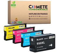 COMETE 950XL / 951XL - Confezione da 4 cartucce d'inchiostro compatibili per HP 950 951 XL per HP Officejet Pro 8600 8615 8620 8610 8100 276dw 251dw 8625 8630 (1 nero, 1 ciano, 1 magenta, 1 giallo)