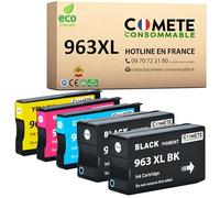 COMETE - 963XL - 5 Cartucce d'Inchiostro Compatibili con HP 963 XL - per stampanti HP Officejet Pro 9010, 9014, 9015, 9016, 9018, 9019, 9020, 9022, 9023-2 Nero + 1 Ciano + 1 Magenta + 1 Giallo