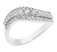 Comete ANB2492 White Gold Wave Diamond Swirl Ring 0.50 ct - Made in Italy