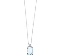 Comete Collana da donna collezione fantasia di aquamarina. Girocollo in oro bianco 750 e diamanti p. Ct. 1 col. G purezza si. Aquamarina ottagolale 7x5 ct. 0,90. Chiusura con anello a molla.