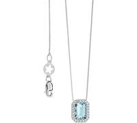 Comete Girocollo da donna collezione di azzurra prestige. Gioiello realizzato in oro bianco 750 ‰. Diamanti p. Ct. 10 col. G purezza si, aquamarina prestige taglio ottagono 7x5 ct. 0,9. Larg