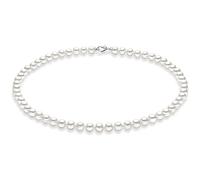 Comete Girocollo da donna collezione di perle argento. Gioiello realizzato con chiusura in cuore in argento 925‰ e stella in oro 750‰. Perle coltivate ø 5,5/6. Lunghezza 42cm. La referenza è