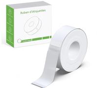 COMETE, marca francese - 1 nastro bianco di ricarica per etichettatrice portatile con nastro adesivo bianco, stampante di etichette Bluetooth senza fili - nero
