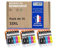 COMETE, Marca francese - 33XL - 15 cartucce d'inchiostro compatibili con Epson 33 XL arancione - per Epson Expression XP-530 XP-540 XP-630 XP-635 XP-640 XP-645 XP-7100 XP-830 (nero e colore)