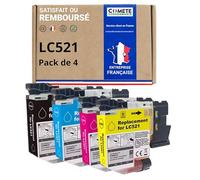 COMETE, Marca francese LC521XL - 4 cartucce d'inchiostro compatibili con Brother LC521 LC521 XL - per Brother DCP-J1260W DCP-J1310DW DCP-J1313DW DCP-J1360DW DCP-J1460DW (1 nero e 3 colori)