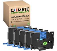 COMETE - Nastro TZe-531 Tz 531 Tze531 compatibile per Brother P-Touch PT-D200 PT-1010 1000 PT-H100LB PT-E100VP PT-9200 PT-9400 PT-9500PC PT-9600 - 12mm x 8m Blu (5)