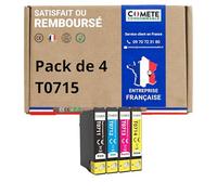 COMETE - T0715 - Pack 4 Cartucce d'Inchiostro Compatibili per Epson T0715 Ghepardo (T0711 + T0712 + T0713 T0714) - per Cartucce Epson T0715 Stylus (1 Nero 1 Ciano 1 Magenta 1 giallo)