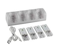 COMETX 4Pcs 2800mAh Cellule Ricaricabili e Wii Cellule di Ricarica Dock Stand per Wii Remote Switch Accessorio