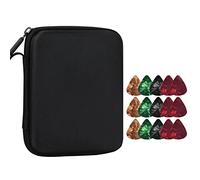 COMETX Custodia per plettro per chitarra elettrica acustica, con 15 plettri per chitarra, custodia per riporre plettri per chitarra, idea regalo per amici e chitarristi, Nero , Canvas