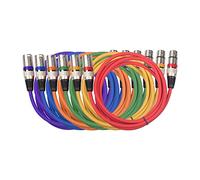 COMETX DMX - Cavo per luci da palcoscenico, 6 pezzi, 1,5 m, cavo XLR DMX, 3 pin, da maschio a femmina, jack in PVC nero per testa mobile, riflettore, luce par, microfono, mixer