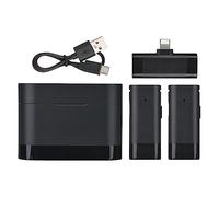 COMETX Microfono senza fili a clip Microfono wireless Ricevitore microfono wireless e 2 trasmettitori con scatola di ricarica per telefono cellulare iOS Microfono ricaricabile Parabrezza per