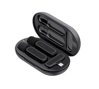 COMETX Microfono wireless a clip Microfono wireless Ricevitore microfono wireless e 2 trasmettitori con scatola di ricarica per telefono cellulare di tipo C Microfono ricaricabile con parabrezza per