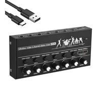 COMETX Mixer a 6 canali Mixer audio a 6 canali Mixer stereo Shell in metallo Alimentatore USB di tipo C per chitarra Basso Tastiera Stage 6.35mm Mono/6.5 Dual Channels Scheda Mixer Ultralow-noise