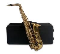 COMETX Sassofono contralto dorato EB Sax contralto Sax Corpo in ottone Guscio bianco Chiavi Strumento a fiato con custodia per il trasporto Guanti Panno di pulizia Spazzola Sax Collo