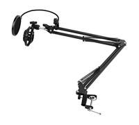 COMETX Supporto per microfono regolabile pieghevole Supporto per microfono Heaby Duty Metal Mic Arm Staffa con supporto antiurto Filtro pop parabrezza per registrazione in studio Trasmissione video in