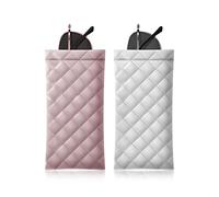 COMF-PRO Custodia per occhiali da sole con chiusura a pressione, portatile, in morbida pelle PU, confezione da 2, Rosa-bianco., Medium