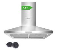COMFEE' Cappa aspirante da 60 cm, classe A++, in acciaio inox, con LED e sistema di ricircolo e canalizzazione, da parete, 600 mm, con filtri a carbone