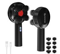 COMFIER Massaggiatore Cuoio Capelluto Wireless Portatile, Massaggiatore Cuoio Capelluto Elettrico Con 3 Modalità, 8 Testine In Silicone, Impermeabile IPX7, Per La Crescita Dei Capelli E Il Relax, Nero