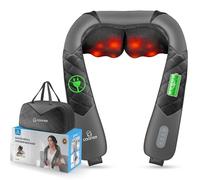 COMFIER Massaggiatore per collo con calore, massaggiatore Shiatsu per la schiena per alleviare il dolore ai tessuti profondi, cuscino per massaggio impastante 3D per spalle, design portatile e senza