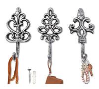 Comfify Ganci Decorativi in ghisa Shabby Chic -Rustico - Metallico - Fascino di Campagna Francese - Grandi Ganci Decorativi appesi - Set di 3 -Viti e Ancore per Il Montaggio Incluso