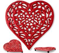 Comfify Sottobicchiere a forma di cuore in ghisa - Sottobicchiere decorativo in ghisa per cucina o tavolo da pranzo - Vintage Design rustico - 6.75X6.5 - Con piedini in gomma - Metallo riciclato -