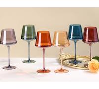 comfit Set di bicchieri da vino colorati da 170-473,6 g, in cristallo soffiato a mano, con stelo lungo, bicchieri multicolore per gli amanti del vino, anniversari, matrimoni, regali per le donne