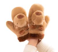 COMFOLIVING Capybara - Guanti invernali in peluche, super morbidi e confortevoli, a forma di animale, per climi freddi, sci, ciclismo e guida