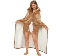 COMFOLIVING Coperta indossabile da donna, in flanella, con cappuccio, coperta indossabile con cappuccio, a doppio strato, accogliente, mantello avvolgente morbido e caldo per donne, adulti, ragazze e