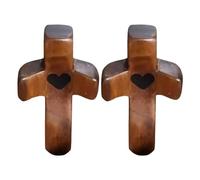 COMFOLIVING Croce In Legno, Croci Comode Mane, Croci D'amore In Legno Con Amore E Cuori, Croci Tasca Portatili, Regalo Per Pregare, Ravvivare E Aggrapparsi
