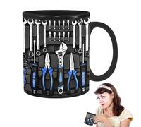 COMFOLIVING Funny Coffee Mug, Black Ceramic Coffee Travel Mug,Large Tea and Coffee Cup Funny Mugs for Women Large Mechanic Toolbox Coffee Cup for Beer, Whiskey, Wine