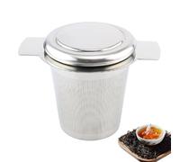 COMFOLIVING Infusore per tè, in acciaio inox, diffusore per tè a doppia maniglia con coperchio in silicone, grande capacità, a rete fine, cestino per tè sfuso, filtro da caffè, teiera, tazza e tazze