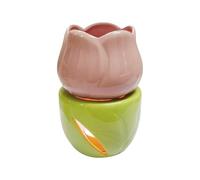 COMFOLIVING Portacandele in ceramica, Bruciatore di olio per olio profumato - Stufa per aromaterapia con Bruciatore ad olio unico ed elegante - Stufa per aromaterapia a fiori unica con cucchiaio per