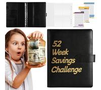 COMFOLIVING Raccoglitore per sfide di risparmio da 52 settimane, raccoglitore per sfide a buste, senza sforzo, per risparmiare budget, portatile, 5 raccoglitori, organizer per denaro, impermeabile