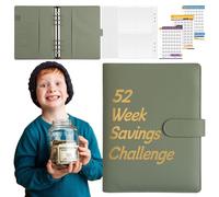 COMFOLIVING Raccoglitore per sfide di risparmio da 52 settimane, raccoglitore per sfide a buste, senza sforzo, per risparmiare budget, portatile, 5 raccoglitori, organizer per denaro, impermeabile