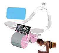COMFOLIVING Rullo per addominali con rimbalzo automatico, con doppia ruota antiscivolo, con supporto per telefono e manico in acciaio inox con funzione di rimbalzo automatico
